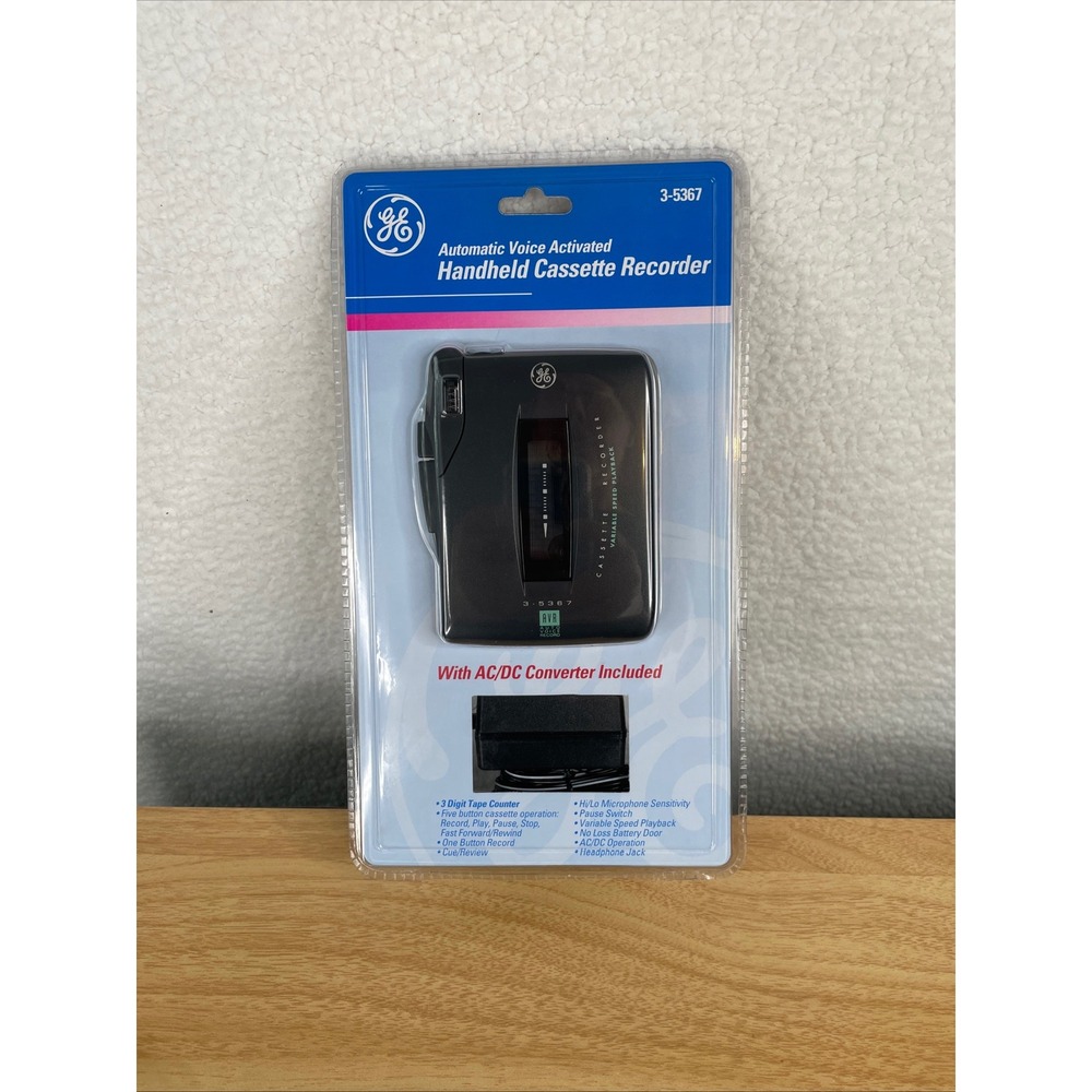 GE 3-5367 Automatic Voice Activated Handheld Cassette Recorder with AC Adapter